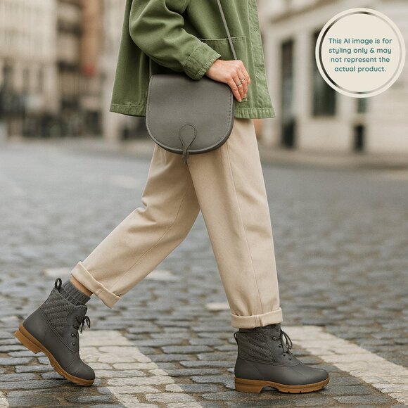 Sperry Women's Syren Gulf Ankle Duck Boot, Grey, 5.5 Lace Up/Side Zip Winter NWT - Picture 3 of 14